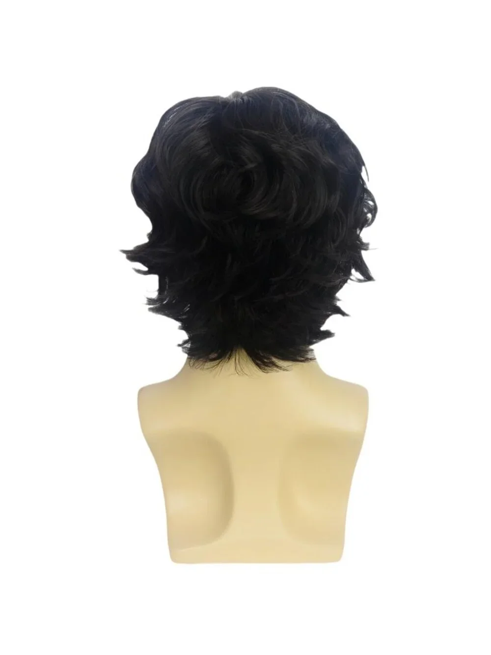 Men's Brown Short Layered Fluffy Natural Wavy Shag Bangs Wig For Cosplay Style